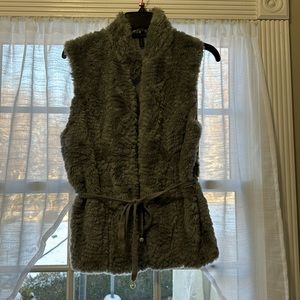 WHBM Knit faux fur grey vest  Size M